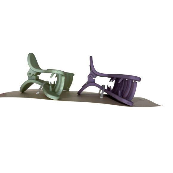 Ettika Revolve Large Flat Weekend Warrior Hair Claw Clips 2 Pack In Purple Green - Picture 5 of 7